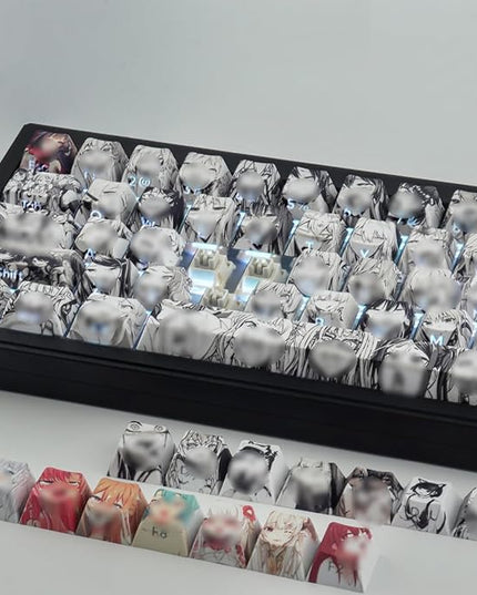 Tsungup Anime Keycaps-Side Print Keycap Set,PBT Japanese Custom Keycap Shine Through Backlit Keycaps 75 Percent,129 Keys Dye Sub Cherry Profile Keyboard Key caps for Cherry MX Mechanical Keyboard