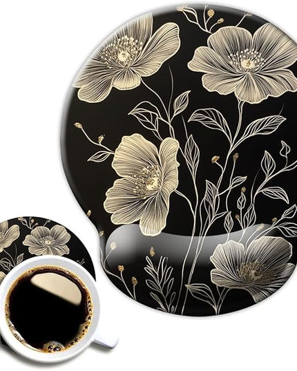 Ergonomic Mouse Pad with Wrist Support,Mouse Pad with Wrist Rest,Relieve Wrist Pain Mousepad Non-Slip Rubber Base,Mouse Pads for Desk,Computers,Laptop,Office,Home,Accessories Aesthetic Flowers