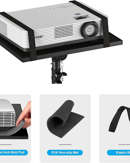 Projector Stand Tripod Adjustable, Laptop Height from 23.5 to 63.5 inches with Gooseneck Phone Holder, Floor for Office, Home, Stage, Studio, DJ Racks Holder Mount, 23.5inch-63.5inch