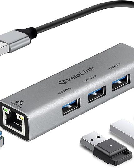 USB ethernet Adapter, USB 3.0 hub with rj45,4-in-1 3.0 Hub with Gigabit Ethernet Adapter, Gigabit Ethernet to USB Adapter for Laptop,PC, MacBook Pro, iPad Pro,and More Type A Laptops