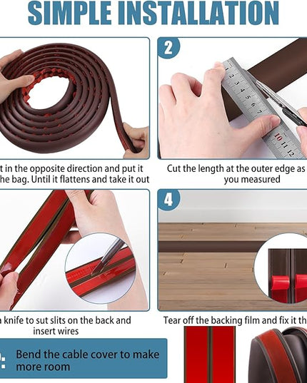 Floor Cord Covers for Wires 20FT Cable Hider Wire Cover Self Adhesive Cord Hider Floor for Offices, Homes, Workshops, Warehouses Cable Cavity 0.39" W x 0.27" H