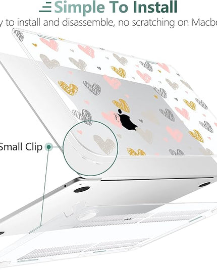 DONGKE for M4 MacBook Air 13.6 Inch Case 2025 2024 2023 2022 Model A3240 A3113 A2681 M3 M2 Chip, Plastic Hard Shell Case Cover with Touch ID for MacBook Air 13 Inch M4 - Hearts