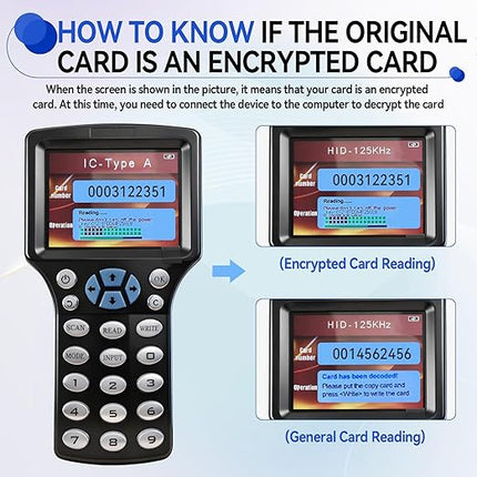 RFID Copier Reader Writer,Multi-Frequency 125kHz 13.56MHz Card Duplicator for Access Control, Home Security & Elevator Cards,Supports IC ID HID UID | Includes Free Software, USB Cable & 15 Blank Cards