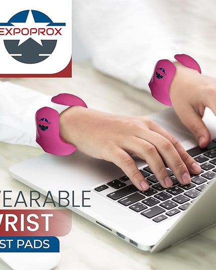 Wearable Gaming Wrist Rest for Keyboard, Mouse pad, Laptop, and PC Work or Gamer Support. (Pink, S-M)