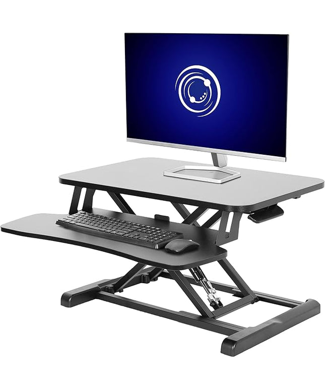 VIVO 26 inch Desk Converter, K Series, Height Adjustable Sit to Stand Riser, Dual Monitor and Laptop Workstation with Keyboard Tray, Black, DESK-V026KB