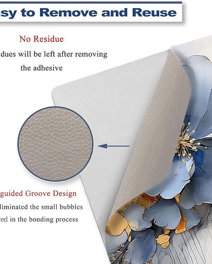 Laptop Skin Sticker Decal Cover, 11.6”12" 13" 13.3" 14" 15" 15.4" 15.6" Laptop Netbook Skin Sticker Cover Art Notebook Protector (2 Wrist Pad Included), Easy to Apply & Removable, Blue Silver Flower