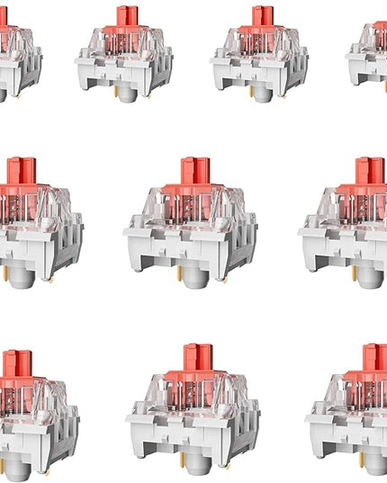 ZhouWang Red Switch 3 Pin 50gf Pre-Lubricated,Dustproof Linear Switch,Suitable for RGB,Mechanical Gaming Keyboards、MX Mechanical Keyboard(Red,36PCS)