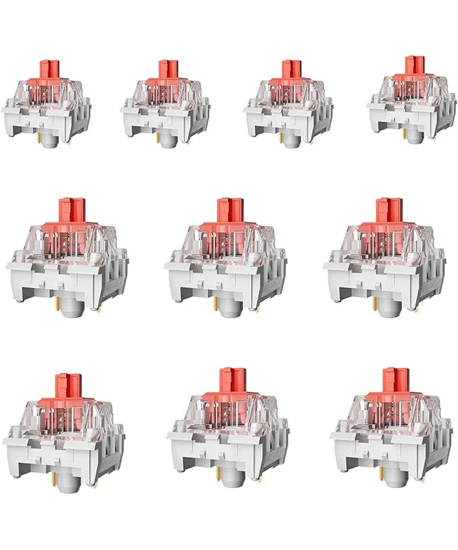ZhouWang Red Switch 3 Pin 50gf Pre-Lubricated,Dustproof Linear Switch,Suitable for RGB,Mechanical Gaming Keyboards、MX Mechanical Keyboard(Red,90PCS)