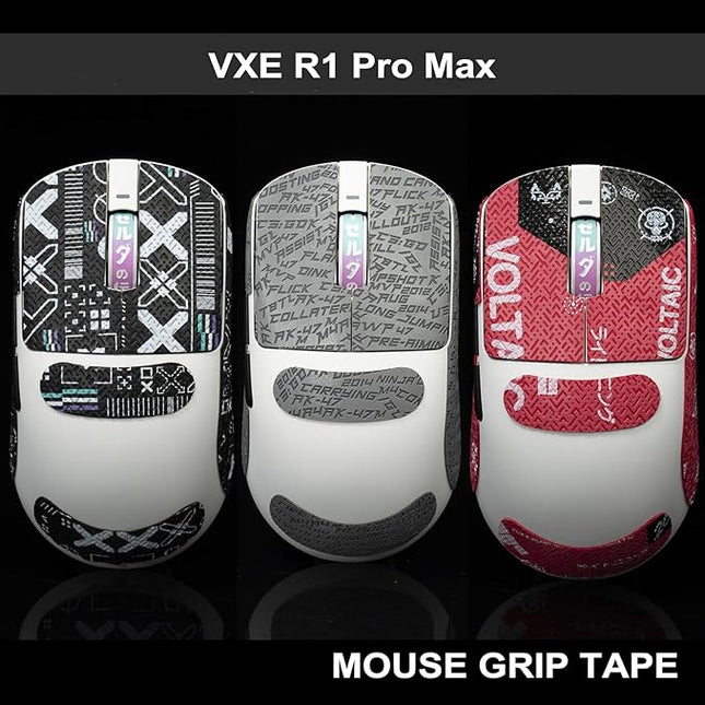 Gamer Mouse Grip Tape Sticker for VGN Dragonfly R1 Pro MAX VXE Non Slip Suck Sweat Pre Cut Easy Install CS Letter Black