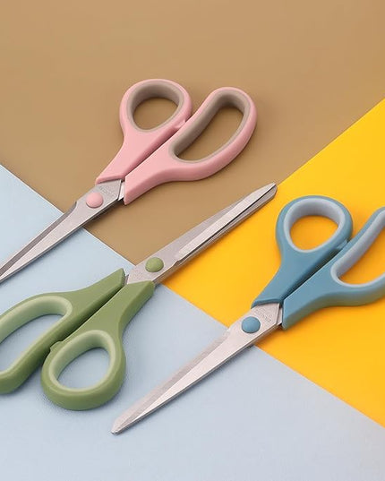 LONGKEY Scissors 8.5 Inch scissors all purpose Bulk Set of 3, Scissors for Office Home School Craft Supplies, Soft Comfort-Grip Right/Left Hand