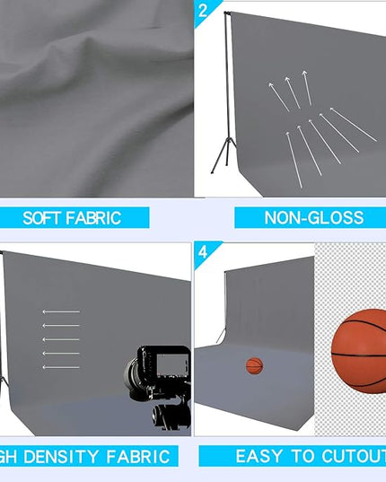 ISSUNTEX 10X12 ft Background Muslin Backdrop, Photo Studio, Collapsible High Density Screen for Video Photography and Television-Gray