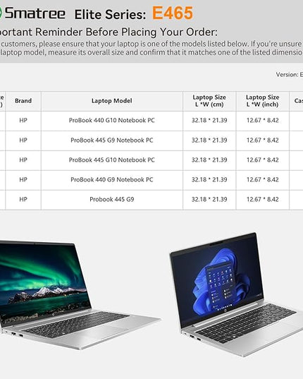 Smatree Laptop Sleeve for 14 inch HP ProBook 445/440 G10/G9 Notebook PC, Case with Accessory Pocket, YKK Zipper, Patented Shockproof Design, Green (E465G)