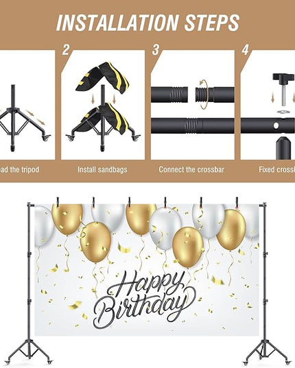 Backdrop Stand with Wheels 10x7.5Ft (WxH), Photo Backdrop Stand Easy to Move,Heavy Duty Back Drop Adjustable Stand for Parties,Banner Stand Photography and Video Studios