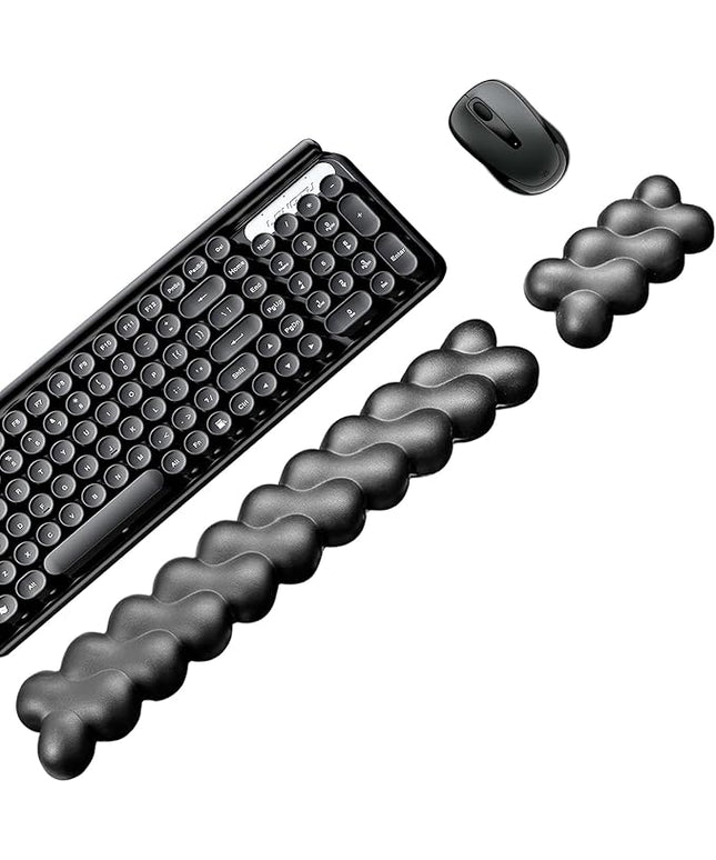 Wrist Rest for Keyboard and Mouse, Upgrade Enlarge Mouse Pad Wrist Rest, Ergonomic Memory Foam, Non-Slip Base for Computer Gaming & Office Work, 2 Piece Set, Clouds Black (17.71x3.15+6.29x3.15 inch)