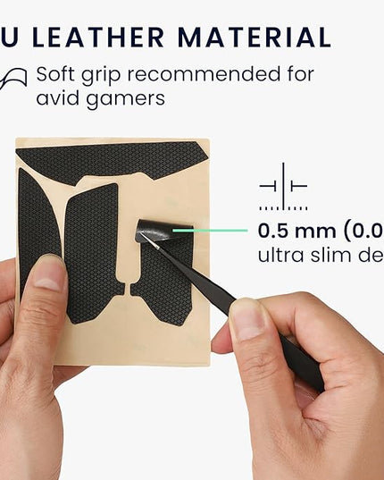 kwmobile Mouse Grip Tape Compatible with Logitech MX Master 3S Grip Tape - Non-Slip Faux Leather - Black