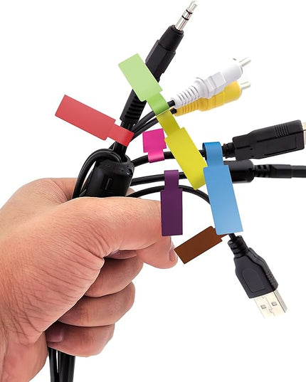 Kenco Cable Labels - 240 Labels 12 Sheets, 10 Colors Waterproof Cord Labels - Write on Stickers Tear and Liquid Resistant for Color Coding and Identification -Made in The USA (960 Labels)