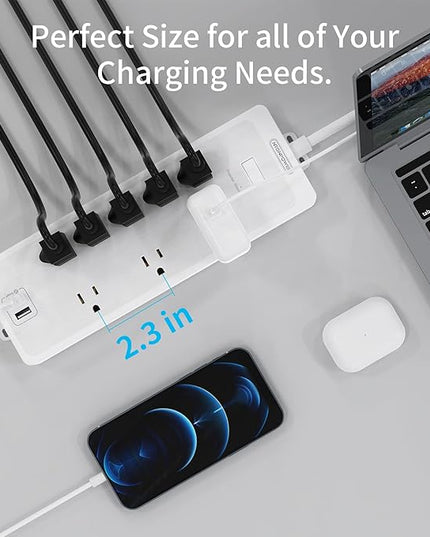 Power Strip Surge Protector, NTONPOWER Flat Plug Long Extension Cord 15 ft, 8 Outlets and 2 USB Ports, 1875W/15A 1700 Joules, Overload Protection and Wall Mount, for Home Office, Dorm Essentials White