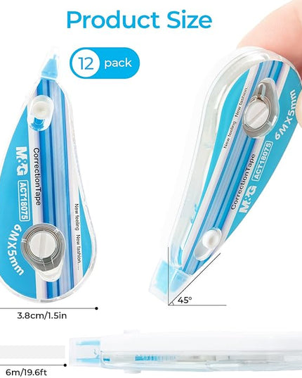 M&G 12 pack Correction Tape，19.7 feet correction tape, Easy to Use Applicator for Instant Corrections, Office Products