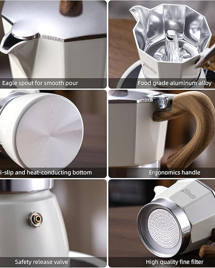 Bincoo Espresso Maker Stovetop,Camping Moka Pot 2 Cup/120ML,Stove Top Espresso Italian Coffee Maker,Easy to Use