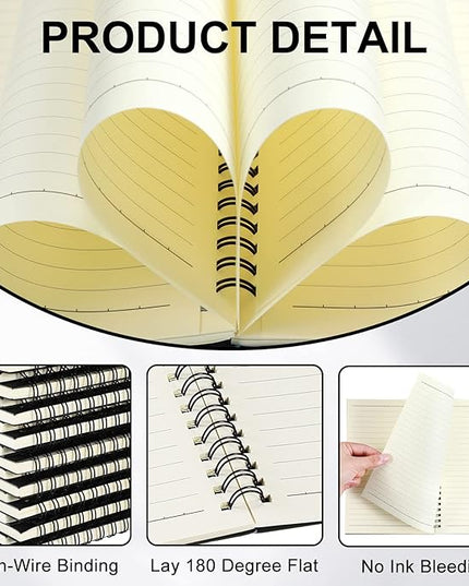 Yahenda Spiral Notebook Bulk A5 Journal Lined 8.3'' x 5.5'' Writing Composition Paper Small Notepad Subject Notebook for Students Office Business Back to School Supplies(Black,72 Pcs)