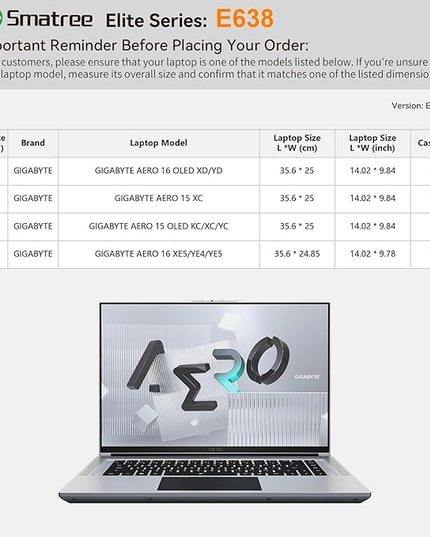 Smatree Laptop Sleeve for 16 inch GIGABYTE Aero 16 XE5/YE4/YE5, for 15.6 inch Aero 16 OLED XD/YD, for 15.6inch Aero-15-OLED KC/XC/Y, for 15.6inch Aero-15-XC Laptop, Green(E638G)