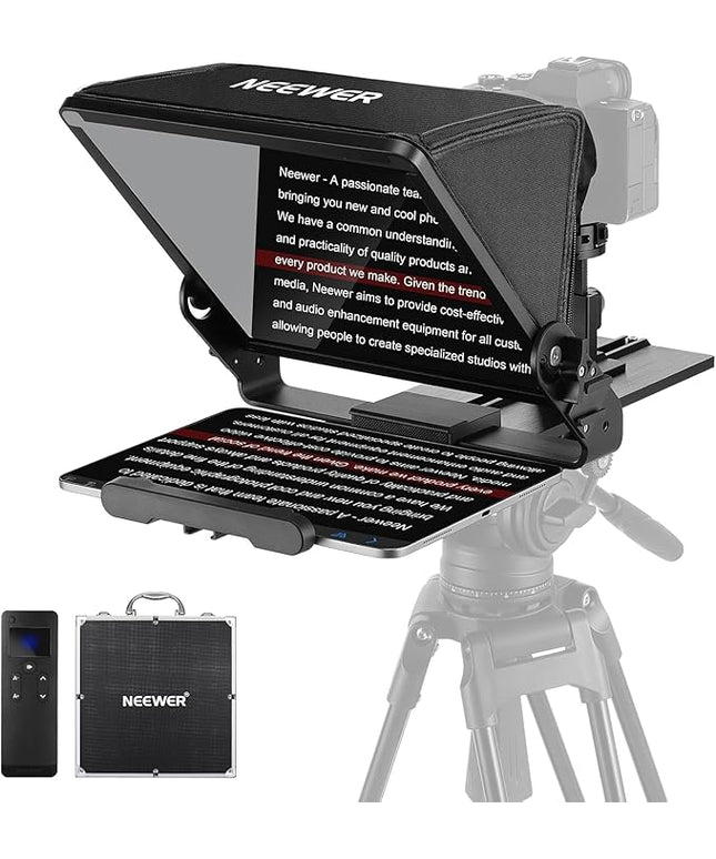 Neewer Teleprompter with Arca Type Camera Mount, Cold Shoes, RT113 Remote Teleprompter App, Online Teaching/Vlogger/Live Streaming Prompter for iPad Tablet, Assembly Free, X12II