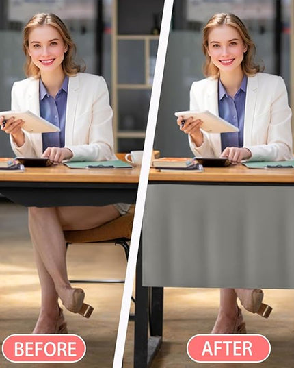 Icegrey 52" Under Desk Privacy Panel with Cable Management Organizer Net Self-Adhesive Modesty Panel for Cord Organizer Pockets and Desk Skirt for Home Office or Standing Workstation, Grey