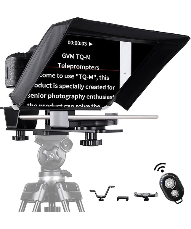 GVM Teleprompters for ipad Smartphone Tablet DSLR Camera Portable 10.5" Teleprompter Kit with Remote Control & App,Solid Aluminum Constructions,Colorless Spectroscope,Ultra HD Wide-Angle Lens