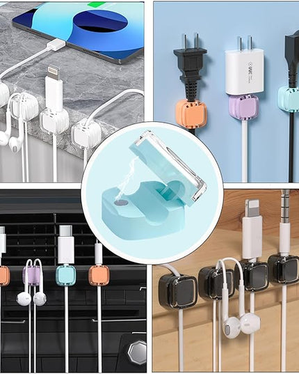 IFNOW 6 Pack Magnetic Cable Clips Cord Organizer Mixed Color Self Adhesive Cord Holder Under Desk Cable Management for Home,Office,Car,Desk,Nightstand