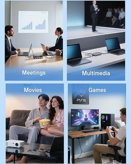 USB KVM Switch, KVM Switch 1 Monitors 2 Computers, HDMI Switch, 4K@60Hz KVM Switches for 2 Computers Sharing 1 Monitor, 4 USB Devices Such as Keyboard, Mouse, Printer, Scanner