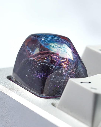 Purple Nebula Pentagon Galaxy Artisan Keycap R1 SA Profile Custom Keycaps 1U ESC Handmade Gaming Resin Key Cap Cherry MX Switch Compatible Mechanical Keyboard Space Lover Gift