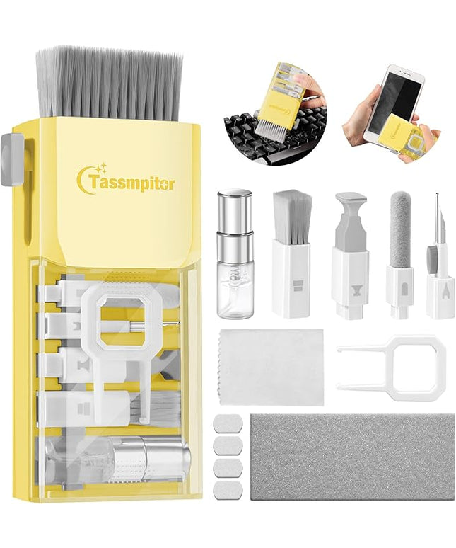 Laptop Screen Keyboard Cleaner Kit, All in 1 Electronics Cleaning Tool for MacBook iPad iPhone Pro Cell Phone, Brush Tool for Tablet, Computer, PC Monitor,TV Camera Lens with Patent, Yellow