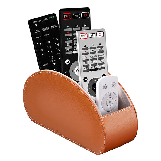 Remote Control Holders Organizer Box with 5 Compartment PU Leather Caddy