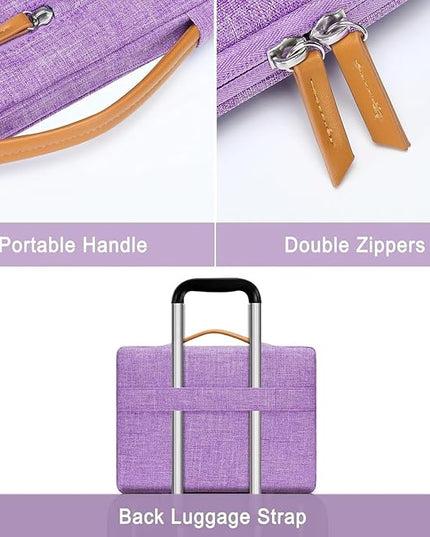MOSISO 360 Protective Laptop Case 13.3 inch, 13-13.3 inch Laptop Sleeve Compatible with MacBook Air/Pro 13 / Pro 14,HP Dell Acer ASUS,Side Open Carrying Case with 4 Zipper Pockets&Handle, Lilac
