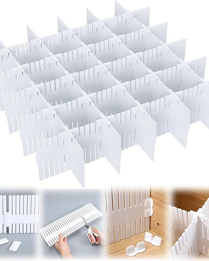 Blosssound 15pcs 5.12x 15 Tall Drawer Divider Adjustable Drawer Organizer DIY Ultra Deep Storage Organizer Separator with Fixed Buckle for Underwear Socks Dormitory Office Kitchen Bedroom(White)