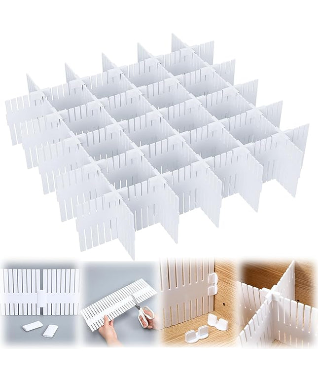 Blosssound 15pcs 5.12x 15 Tall Drawer Divider Adjustable Drawer Organizer DIY Ultra Deep Storage Organizer Separator with Fixed Buckle for Underwear Socks Dormitory Office Kitchen Bedroom(White)