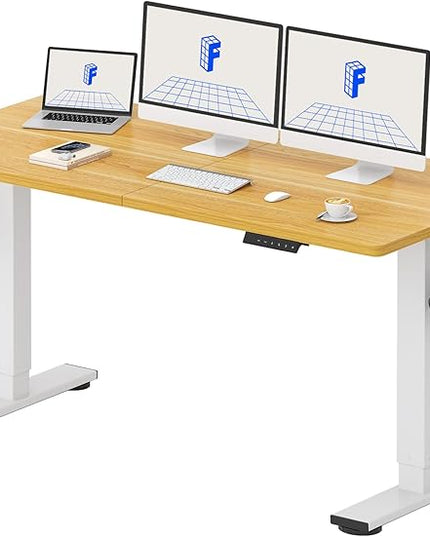 FLEXISPOT Standing Desk Electric Height Adjustable Desk with 63 x 24 Inches Splice Board, Ergonomic Memory Controller, Maple Top + White Frame