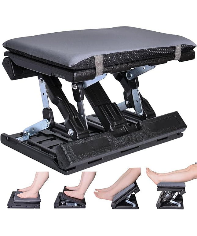 Foot Rest for Under Desk at Work Enlarged, Ergonomic Footrest with Adjustable Height and Angle, Foldable Foot Stool with Removable Pad Massage Beads for Office Gaming Chair Gray