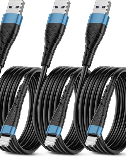 OIITH MFi Certified iPhone Charger Cable 3 Pack 6 Ft, Long for Lightning Charging Cord, Fast 2.4A for iPhone USB Cord Compatible with iPhone12/11/XS/Max/XR/X/8/8P/7P/6/iPad - Indigo