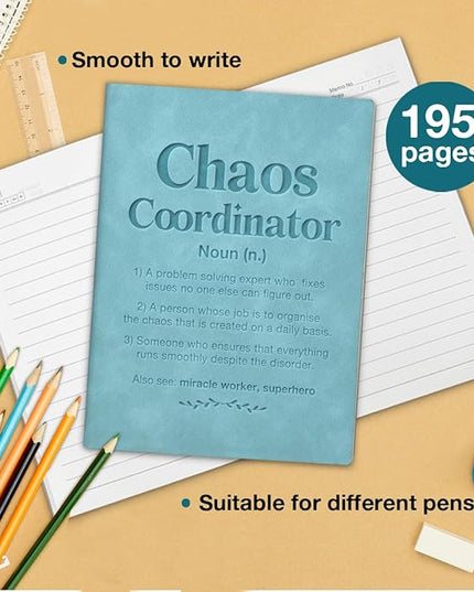 Chaos Coordinator Definition Notebook Employee Appreciation Gifts Leather Writing Journal, Thank You Gifts for Boss Coworkers Manager