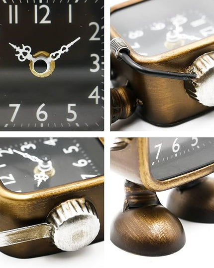 YOUKI Retro Steampunk Style Robot Table Clock,Industrial Style Desk and Shelf Clocks,Decorative Battery Operated,Silent Non-Ticking Clock for Office, Living Room or Bedroom