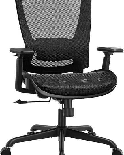 ELABEST Mesh Office Chair,Ergonomic Computer Desk Chair,Sturdy Task Chair- Adjustable Lumbar Support & Armrests,Tilt Function,Comfort Wide Seat,Swivel Home Office Chair (Black)