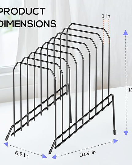 Incline Metal Desk Magazine Folder Holder, Sorter Desk File Organizer with 8-Section Vertical Compartments Rack File Organizer for Office, Home, School (4 Pack)