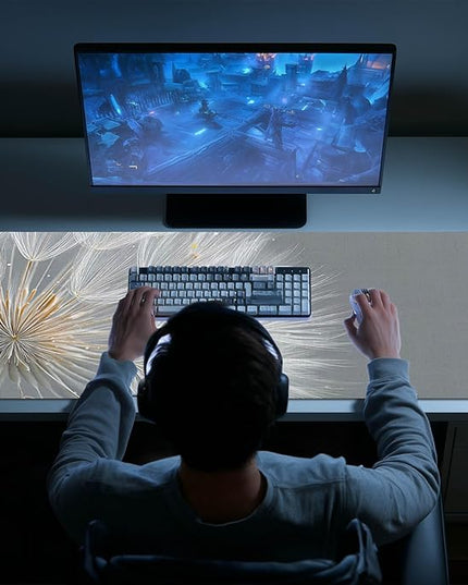Large Mouse Pad Gaming Mousepad 31.5 x 11.8 Inch Keyboard Desktop Mat Diatomite XL Mouse Pad for Home and Office Desk Accessories with Minimal Dandelion Seed Close-Up Artwork Diatomite