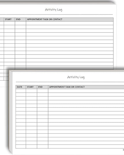 Activity Log Notepads(2 Pack, 50 Pages Each) Pad Planners to List a Task, Action or Contact. A Versatile Work Tool to Track Time & Office Productivity. 8.5 X 5.5, A5 Sheets. Made in the USA.