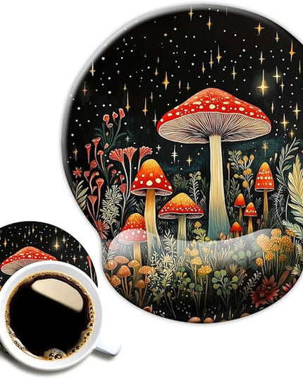 Ergo Comfort Gel Wrist Rest Mouse Pad-Ergonomic Office Mousepad with Wrist Support-Non-Slip, Design Desk Accessories Mat for Home&Game Decor Mushroom Star