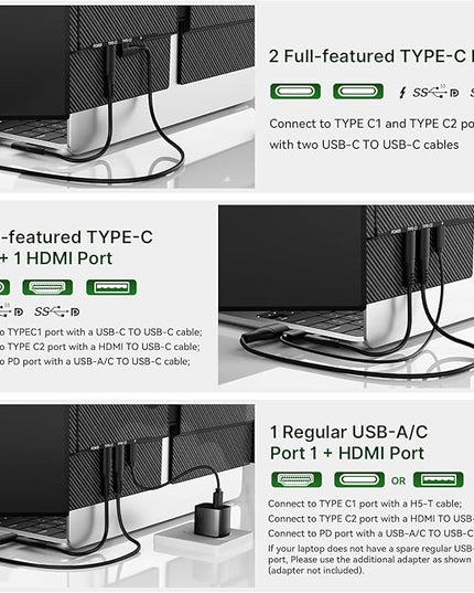 14" Triple Laptop Screen Extender, Ultra-Thin Lightweight FHD 1080P IPS Laptop Monitor Extender Portable, Extended Screen for Laptops 13-17.3" Compatible with Wins Mac Chrome Dex Phone Travel Work