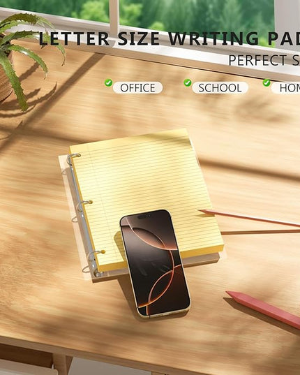 Yellow Loose Leaf Paper 200 Sheets Colored Filler Paper 2 Pack 8 * 10.5 College Ruled Paper 3-Hole Punched Paper for 3-Ring Binders Notebook Lined 8" x 10.5"