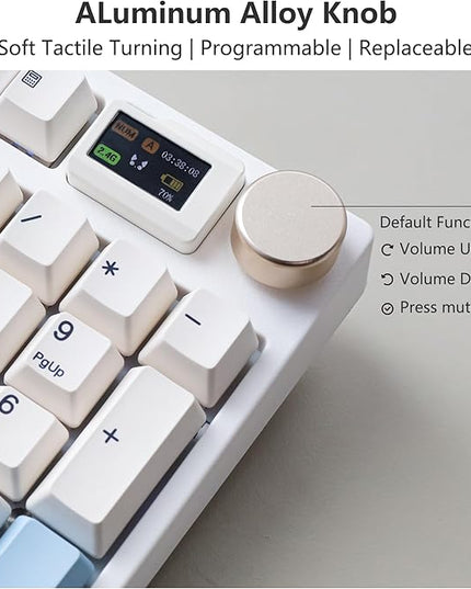 NJ98 Wireless Custom Mechanical Keyboard with Screen Knob 96% Hot Swappable RGB Keyboard Mac Windows (Black Samurai, Brass Plate-G Milky Yellow Pro)