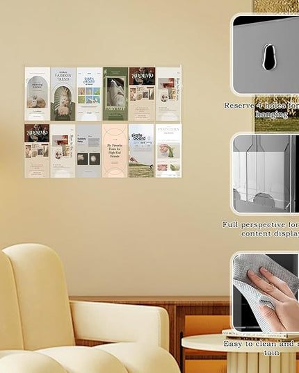 Acrylic Brochure Pamphlet Holder, 12 Pamphlet Holders, Clear Brochure Display Stand Wall Mount, Trifold Flyer Rack, Literature Storage Rack for Home, Offices, Waiting Room